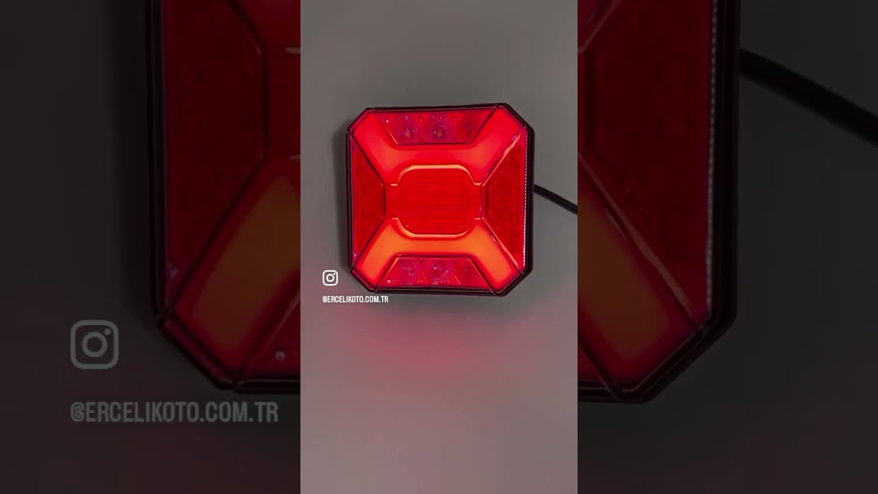 LED Neon Φανός Οπίσθιος 12V Φρένων - Φλας - Όπισθεν - Πορείας 140mm X 140mm X 53.5mm