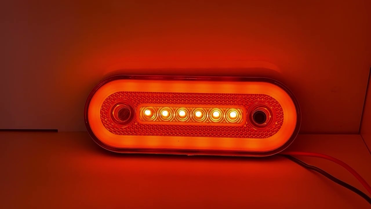 LED Όγκου Πλευρικής Σήμανσης με 6 LED και NEON Εφέ Πορτοκαλί 12V / 24V IP68 115mm x 44mm x 16mm