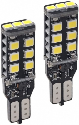 T10 LED Can Bus με Ψύκτρα 15 SMD 5050 12V Ψυχρό Λευκό 2 Τεμάχια