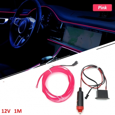 Εύκαμπτο Φωτιζόμενο LED Καλώδιο Neon 12V για Εσωτερική Διακόσμηση Αυτοκινήτου 1m Ροζ