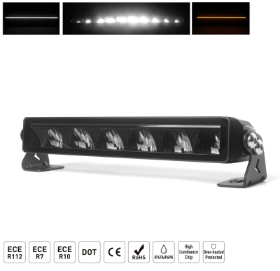 LED Μπάρα Ψυχρό Λευκό DRL Πορτοκαλί 40 Watt 10-30 Volt DC 30cm IP67