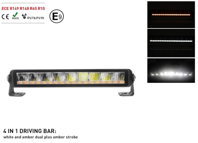 LED Μπάρα Ψυχρό Λευκό 10-30 Volt Υψηλής Ισχύος 50Watt DRL Φλάς Λάμψη Πορτοκαλί Προειδοποιητικό Φως 36cm IP67