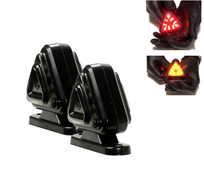 LED Σετ Όγκου Κερατάκι Τρίγωνο Φιμέ 12V / 24V IP67 Κόκκινό / Πορτοκαλί 6.5cm