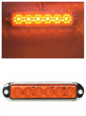 LED Όγκου Χρωμιωμένο με 6 LED 12V / 24V IP68 Πορτοκαλί 132mm х 46mm