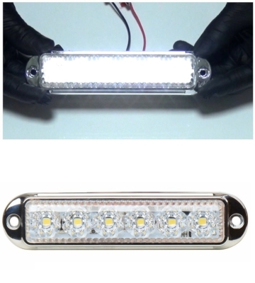 LED Όγκου Χρωμιωμένο με 6 LED 12V / 24V IP68 Λευκό 132mm х 46mm