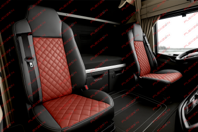 Σετ Καλύμματα Φορτηγού 2τμχ. για IVECO STRALIS S-WAY 2021 Κόκκινο Οικολογικό Δέρμα