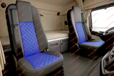 Σετ Καλύμματα Φορτηγού 2τμχ. για MERCEDES ACTROS MP3 / MP4 2015 - 2020 Μπλέ Οικολογικό Δέρμα