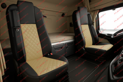 Σετ Καλύμματα Φορτηγού 2τμχ. για MERCEDES ACTROS MP3 / MP4 2015 - 2020 Μπέζ Οικολογικό Δέρμα