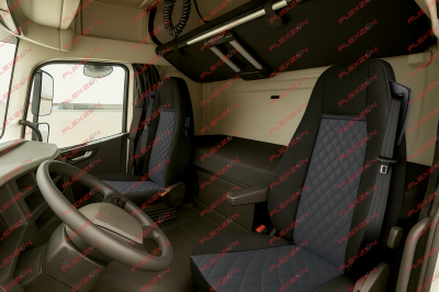 Σετ Καλύμματα Φορτηγού 2τμχ. για VOLVO S FH EURO 6 2016 - 2020 Μαύρο Οικολογικό Δέρμα