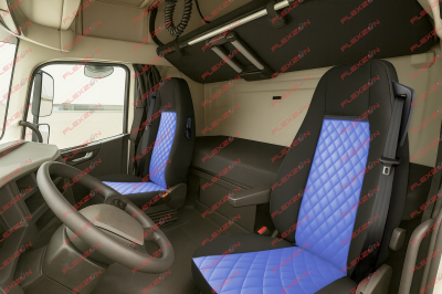 Σετ Καλύμματα Φορτηγού 2τμχ. για VOLVO S FH EURO 6 2016 - 2020 Μπλέ Οικολογικό Δέρμα