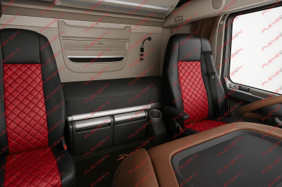 Σετ Καλύμματα Φορτηγού 2τμχ. για DAF XF 106 Κόκκινο Οικολογικό Δέρμα