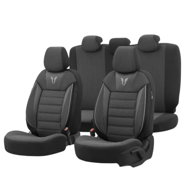 Σετ Καλύμματα Αυτοκινήτου Otom Toro Design Universal Βαμβακερό Ύφασμα και Δερματίνη Εμπρός και Πίσω 11 Τεμαχίων Μαύρο