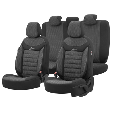 Σετ Καλύμματα Αυτοκινήτου Otom Line Design Orthopedic Extra Support Universal Βαμβακερό Ύφασμα Εμπρός και Πίσω 11 Τεμαχίων Μαύρο