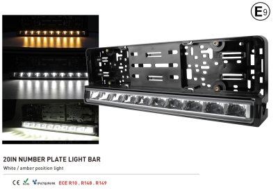 LED Μπάρα 54cm με Βάση 100Watt 12500lm 10-30 Volt DC Ψυχρό Λευκό / Πορτοκαλί για Τοποθέτηση στην Πινακίδα του Αυτοκινήτου E-Mark