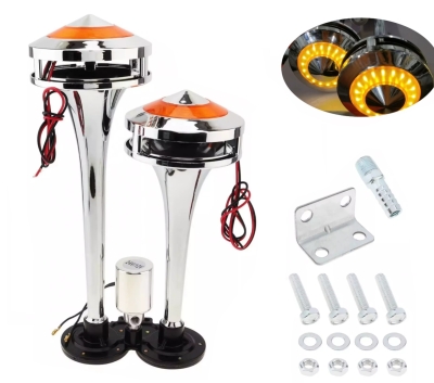 Αεροκόρνα Φωτιζόμενη Διπλή 12V / 24V Επιχρωμιωμένη