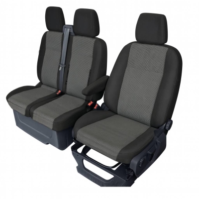 Καλύμματα Καθισμάτων 2+1 Τεμάχια Μαύρο / Γκρί για Ford Transit Custom 2013 - 2023