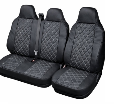 Δερμάτινη Ταπετσαρία Για Καθίσματα με Συγκολλημένο Προσκέφαλο 2 + 1 Τεμάχια Μαύρη