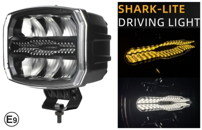 LED Προβολέας Ψυχρό Λευκό 10-30 Volt Υψηλής Ισχύος 105W με DRL Πορτοκαλί / Λευκό 220mm X 167mm IP68 E-mark