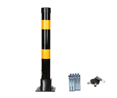 Μπάρα Στάθμευσης Στρογγυλή Αναδιπλούμενη με 3 Κλειδιά 60cm Κίτρινo - Μαύρο