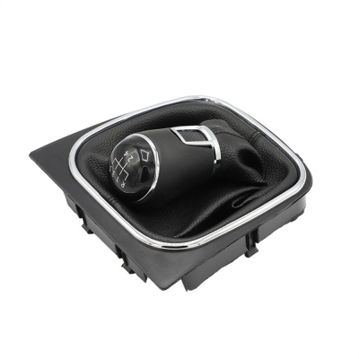 Πόμολο 5 Ταχυτήτων με Φυσούνα Λεβιέ Δερματίνη για Volkswagen Golf V 2005 - 2009 / Golf VI 2010 - 2014