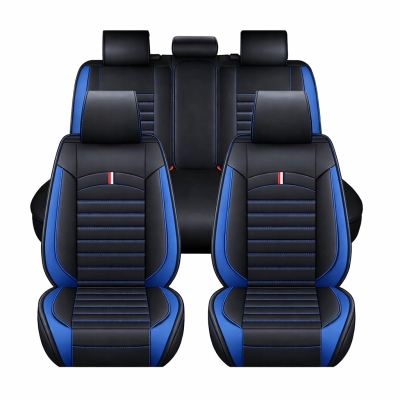 Σετ Καλύμματα Αυτοκινήτου Universal ECO Δέρμα Εμπρός και Πίσω Μαύρο / Μπλέ