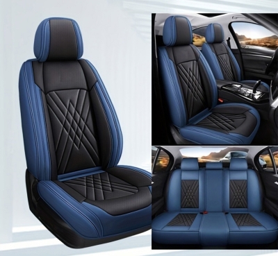 Σετ Καλύμματα Αυτοκινήτου Universal ECO Δέρμα Εμπρός και Πίσω Μπλέ / Μαύρο