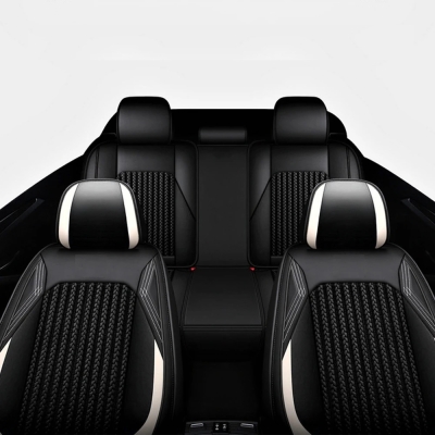 Σετ Καλύμματα Αυτοκινήτου Universal Ύφασμα και ECO Δέρμα Εμπρός και Πίσω Μαύρο / Λευκό