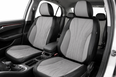 Σετ Καλύμματα Αυτοκινήτου Universal ECO Δέρμα Εμπρός και Πίσω Μαύρο / Γκρί