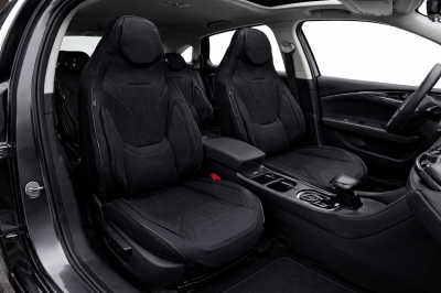 Σετ Καλύμματα Αυτοκινήτου Universal ECO Δέρμα Εμπρός και Πίσω με Συγκολλημένο Προσκέφαλο Μαύρο