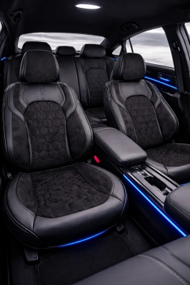 Σετ Καλύμματα Αυτοκινήτου Universal Αλκαντάρα / ECO Δέρμα Εμπρός και Πίσω Μαύρο με Ρόμβους