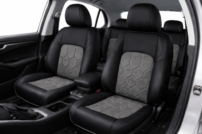 Σετ Καλύμματα Αυτοκινήτου Universal Αλκαντάρα / ECO Δέρμα Εμπρός και Πίσω Μαύρο / Γκρί