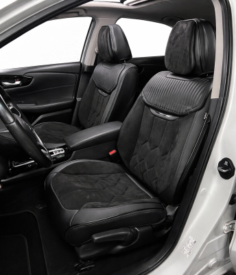 Σετ Καλύμματα Αυτοκινήτου Universal Αλκαντάρα / ECO Δέρμα Εμπρός και Πίσω Μαύρο Design