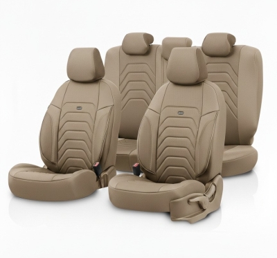 Σετ Καλύμματα Αυτοκινήτου Otom Core Design Binek Universal  Δερματίνη Εμπρός και Πίσω 11 Τεμαχίων Μπέζ