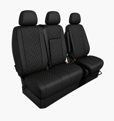 Σετ Καλύμματα Αυτοκινήτου για 2+1 MERCEDES SPRINTER W906 2006 - 2018 ECO Δέρμα Μαύρο με Μαύρο Κέντημα