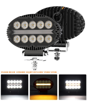 LED Προβολέας SLIM 10-30 Volt Υψηλής Ισχύος Λευκό / DRL Πορτοκαλί 140mm x 88mm x 43mm IP68