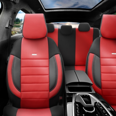 Σετ Καλύμματα Αυτοκινήτου SelectedFit Pro Design by OTOM Ύφασμα Εμπρός και Πίσω Μαύρο - Κόκκινο