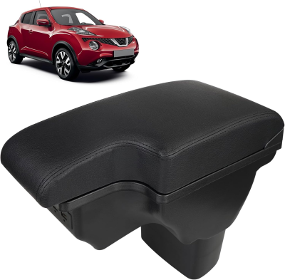Δερμάτινο Υποβραχιόνιο για Nissan Juke 2010 - 2019 MK1 με Αποθηκευτικό Χώρο 2x USB-A /  1x USB-C Πρόσβαση σε Κουμπιά Θερμαινόμενων Καθισμάτων Μαύρο