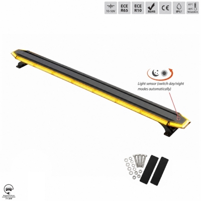 LED Φάρος 122cm 80W Πορτοκαλί Με λειτουργία Ημέρα / Νύχτα 12V / 24V Με Διάφανο Γυαλί 122.2cm x 11.6cm x 3.1cm E-mark