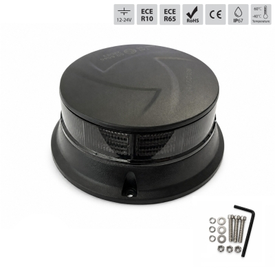 LED Φάρος Φιμέ Πορτοκαλί 12V / 24V Με Βίδες Ø108mm E-mark
