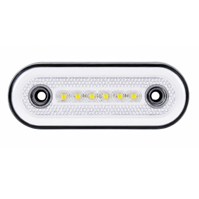 LED Όγκου Πλευρικής Σήμανσης με 6 LED και NEON Εφέ Λευκό 12V / 24V IP68 115mm x 44mm x 16mm