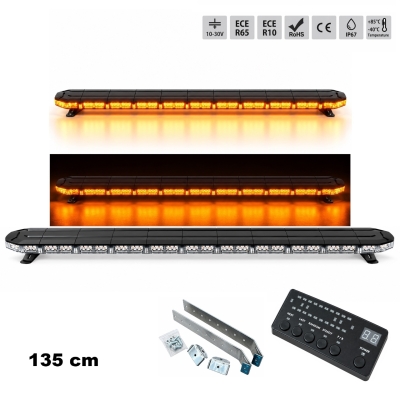 LED Φάρος 135cm 138W Πορτοκαλί 12V / 24V Με Διάφανο Γυαλί 1351mm x 165mm x 73mm