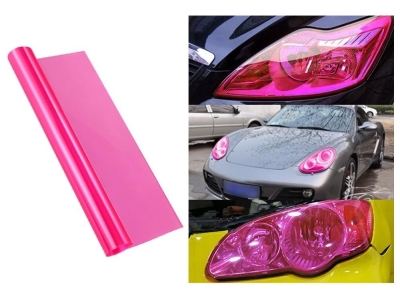 Αυτοκόλλητη Διάφανη Μεμβράνη για Φανάρια Αυτοκινήτου 30cm X 10m σε Ροζ Χρώμα 1 Τεμάχιο