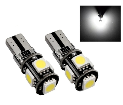 T10 LED Can Bus 5 SMD 5050 12V Ψυχρό Λευκό 2 Τεμάχια