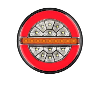 LED Е-Мark Φανός Οπίσθιος ΝΕΟΝ 12V / 24V 4 Λειτουργίες Φρένων - Tρεχούμενο φλας - Πορείας με Καλώδιο Ø13cm