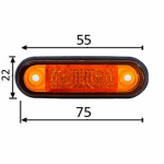 LED Όγκου με 2 LED 12V IP66 Πορτοκαλί 75mm х 22mm