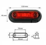 LED Όγκου 4 LED Πλευρικής Σήμανσης Κόκκινο με Е-Mark 12V / 24V IP68 110mm x 45mm