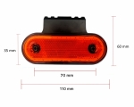 LED Φωτιστικό Πλευρικής Σήμανσης Πορτοκαλί με Βάση 12V - 24V 110mm x 35mm