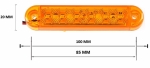 LED Όγκου με 6 LED 12V/24V IP66 Πορτοκαλί 100mm х 20mm x 10mm