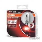 Σετ 2 Λαμπτήρων Αλογόνου Osram H4 Night Breaker Silver +100% 60/55W 12V P43T
