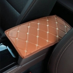 Μαξιλάρι Κάλυμμα Δερμάτινο για τον Τεμπέλη του Αυτοκινήτου Καφέ με Μπέζ Ραφές ECO Δέρμα 29cm x 17cm